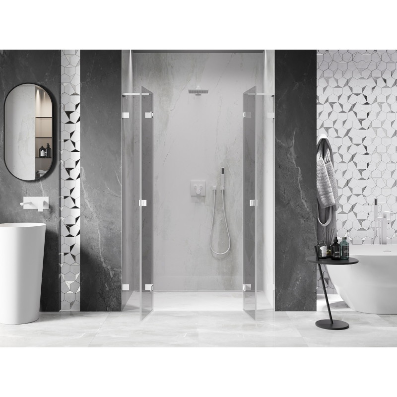 Mexen Lunar L Duo hinged duššiuksed 150 cm, läbipaistev, valge - 834DL-150-000-20-00