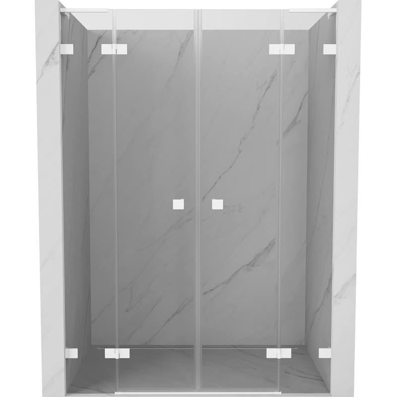 Mexen Lunar L Duo drzwi prysznicowe uchylne 150 cm, transparent, białe - 834DL-150-000-20-00