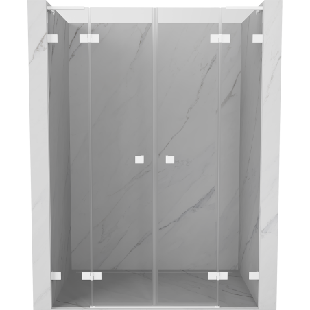 Mexen Lunar L Duo portes de douche battantes 160 cm, transparent, blanc - 834DL-160-000-20-00