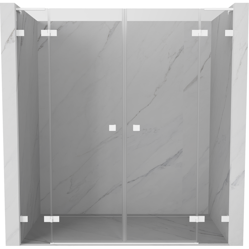 Mexen Lunar L Duo drzwi prysznicowe uchylne 180 cm, transparent, białe - 834DL-180-000-20-00