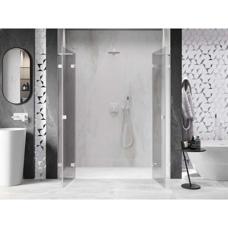 Mexen Lunar L Duo schuifdeuren douche 200 cm, transparant, wit - 834DL-200-000-20-00