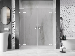 Mexen Lunar L Duo preklopna tuš vrata 200 cm, prozirna, bijela - 834DL-200-000-20-00