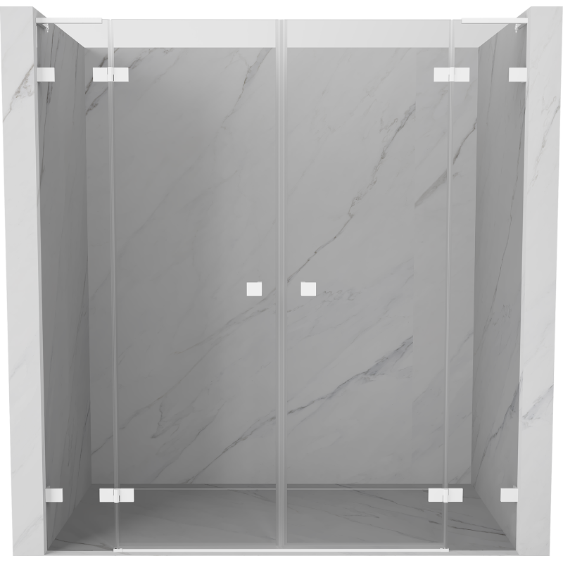 Mexen Lunar L Duo shower door hinged 200 cm, transparent, white - 834DL-200-000-20-00