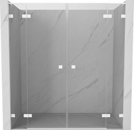 Mexen Lunar L Duo preklopna tuš vrata 200 cm, prozirna, bijela - 834DL-200-000-20-00
