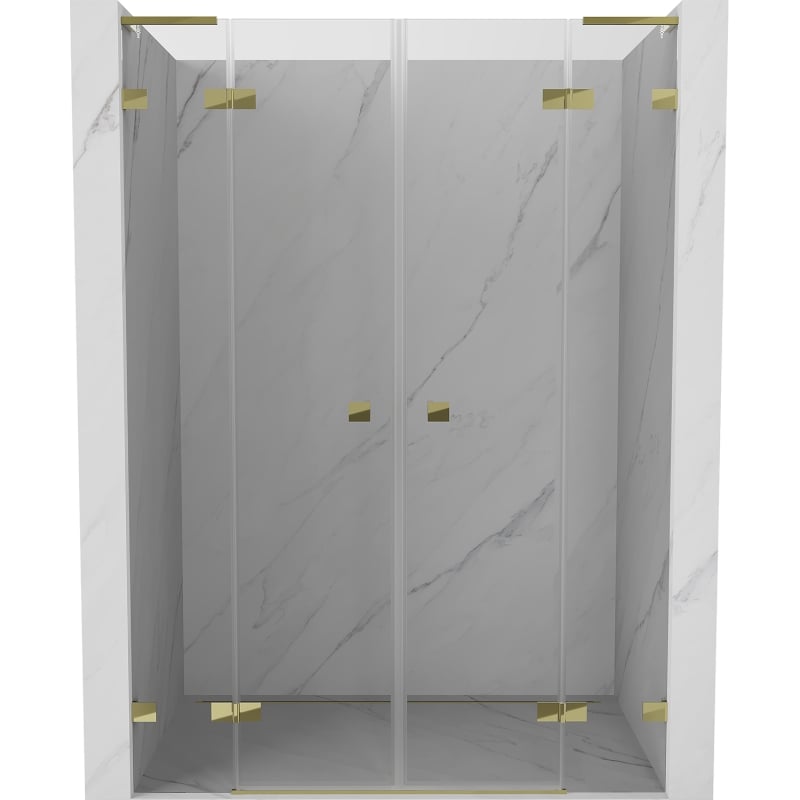 Mexen Lunar L Duo vrata za tuš, klizna 140 cm, prozirna, zlatna - 834DL-140-000-50-00