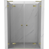Mexen Lunar L Duo hinged shower doors 140 cm, transparent, gold - 834DL-140-000-50-00