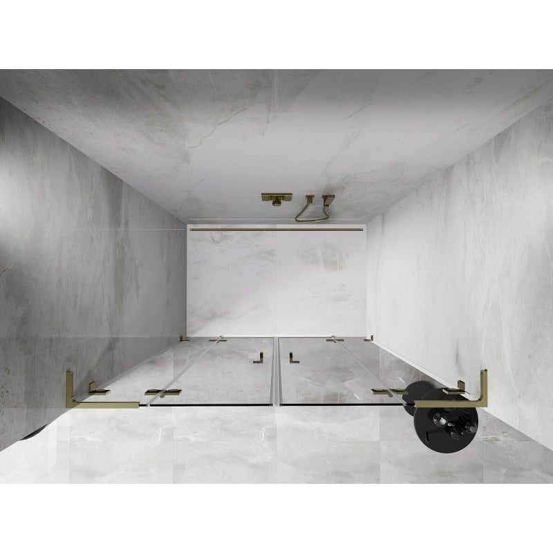 Mexen Lunar L Duo porte de douche pivotante 160 cm, transparentes, dorées - 834DL-160-000-50-00
