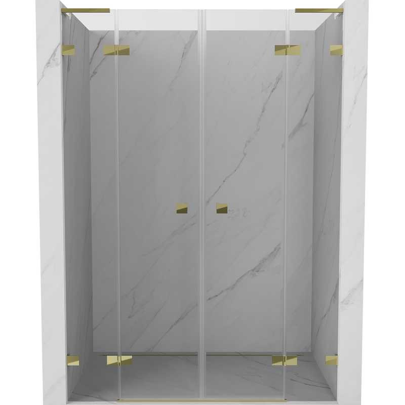Mexen Lunar L Duo puertas de ducha abatibles 160 cm, transparentes, doradas - 834DL-160-000-50-00