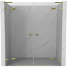 Mexen Lunar L Duo portes de douche battantes 170 cm, transparentes, dorées - 834DL-170-000-50-00