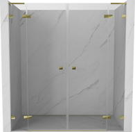 Mexen Lunar L Duo preklopna tuš vrata 180 cm, prozirna, zlatne - 834DL-180-000-50-00