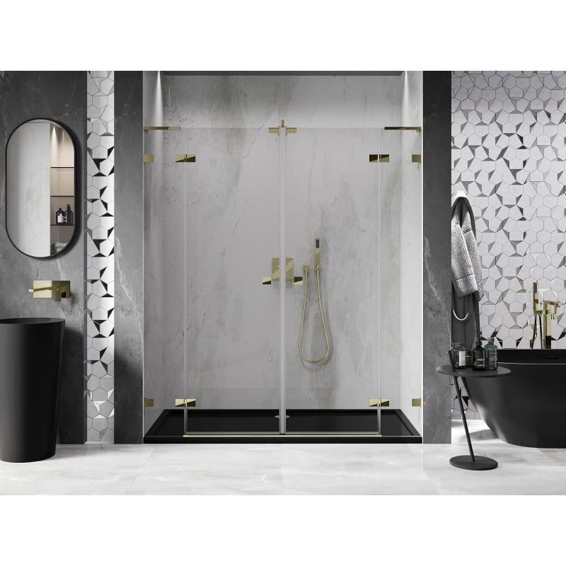 Mexen Lunar L Duo shower door 200 cm, transparent, gold - 834DL-200-000-50-00