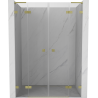Mexen Lunar L Duo porte de douche pivotante 140 cm, transparent, or brossé - 834DL-140-000-55-00