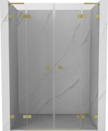 Mexen Lunar L Duo porte doccia a battente 140 cm, trasparente, oro spazzolato - 834DL-140-000-55-00