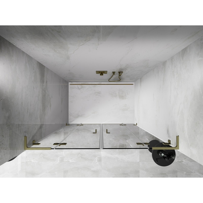 Mexen Lunar L Duo tuš vrata preklopna 150 cm, prozirna, zlatna brušena - 834DL-150-000-55-00