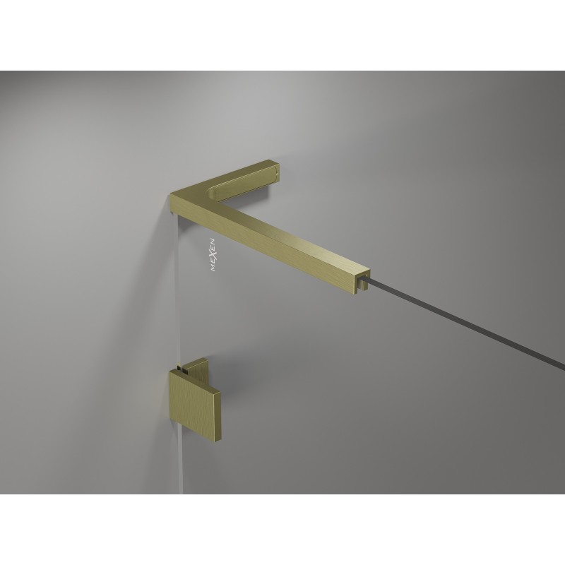Mexen Lunar L Duo shower doors hinged 150 cm, transparent, brushed gold - 834DL-150-000-55-00