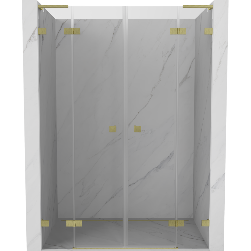 Mexen Lunar L Duo porte de douche pivotante 160 cm, transparent, or brossé - 834DL-160-000-55-00