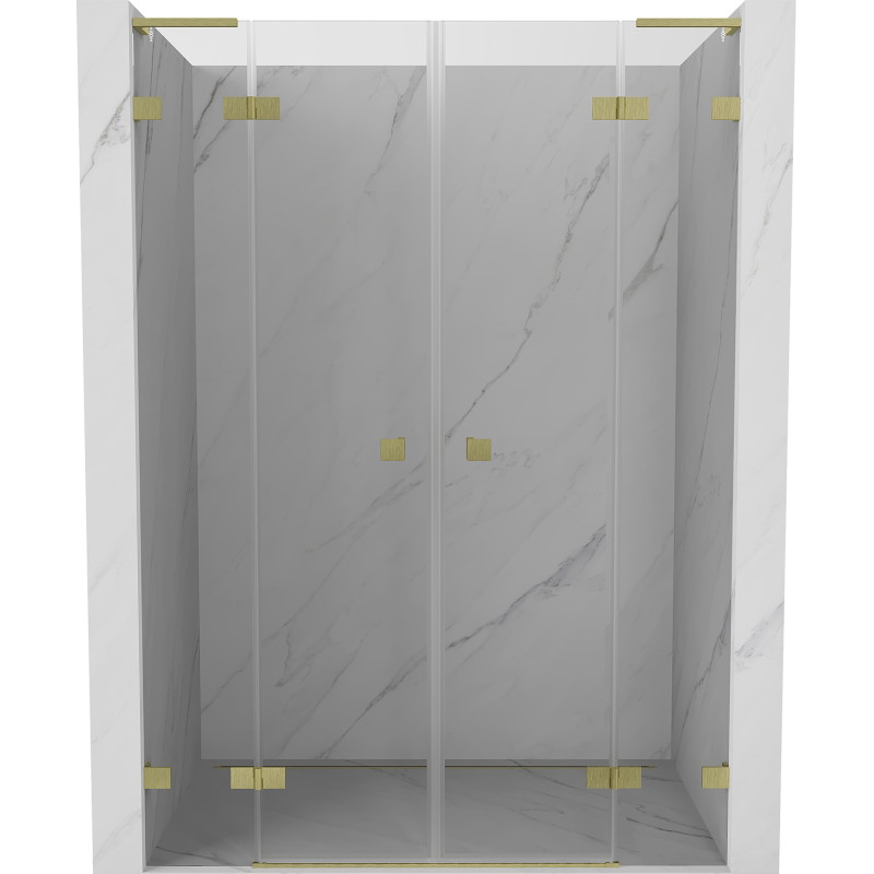 Mexen Lunar L Duo zakretna vrata za tuš 160 cm, prozirna, matirano zlatna - 834DL-160-000-55-00