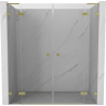 Mexen Lunar L Duo Duschklapptüren 170 cm, transparent, gebürstetes Gold - 834DL-170-000-55-00