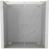 Mexen Lunar L Duo puerta de ducha abatible 180 cm, transparente, dorado cepillado - 834DL-180-000-55-00