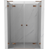 Mexen Lunar L Duo puerta de ducha abatible 140 cm, transparente, oro rosa - 834DL-140-000-60-00
