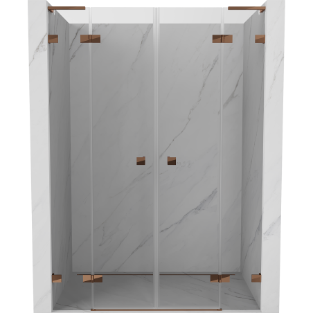 Mexen Lunar L Duo portes de douche pivotantes 160 cm, transparentes, or rose - 834DL-160-000-60-00