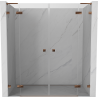 Mexen Lunar L Duo puertas de ducha abatibles 180 cm, transparente, oro rosa - 834DL-180-000-60-00