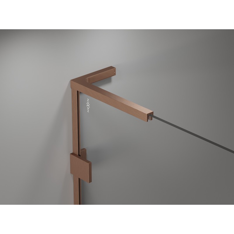 Mexen Lunar L Duo porte de douche battante 150 cm, transparent, cuivre brossé - 834DL-150-000-65-00