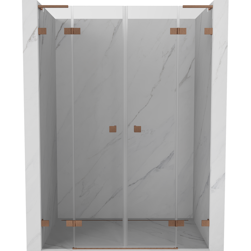Mexen Lunar L Duo puertas de ducha batientes de 150 cm, transparente, cobre cepillado - 834DL-150-000-65-00