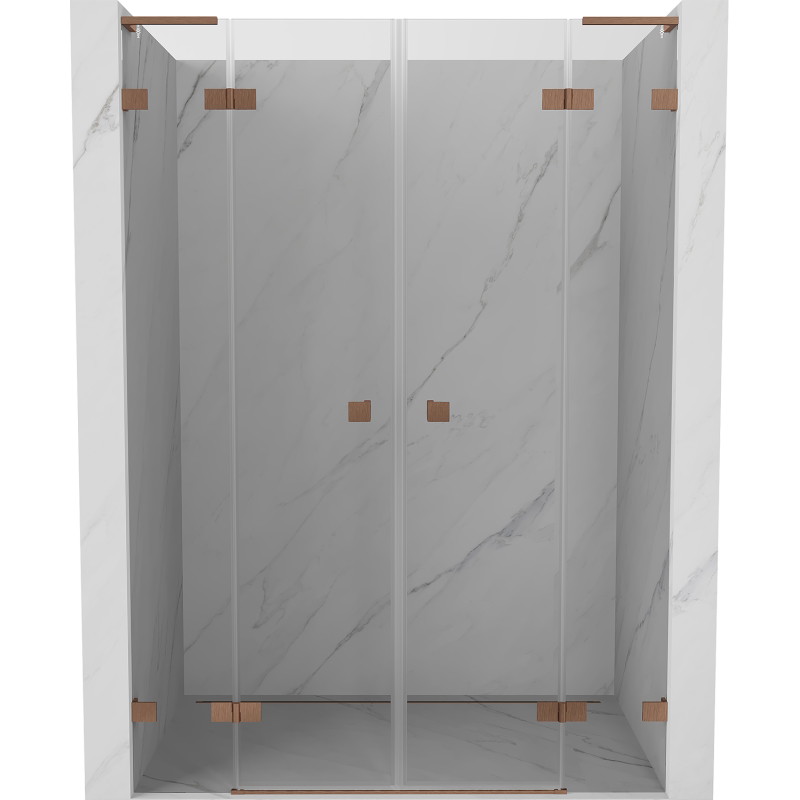 Mexen Lunar L Duo vrata za tuš kadu s otvaranjem 150 cm, prozirna, brušeni bakar - 834DL-150-000-65-00