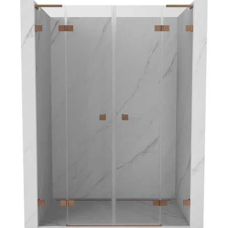 Mexen Lunar L Duo 150 cm Hinged Shower Doors, Transparent, Brushed Copper - 834DL-150-000-65-00