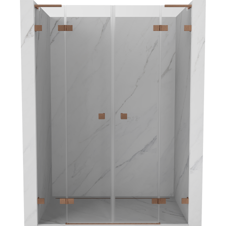 Mexen Lunar L Duo-Tür für Duschkabine, Schwingtür 150 cm, transparent, gebürstetes Kupfer - 834DL-150-000-65-00