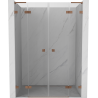 Mexen Lunar L Duo-Tür für Duschkabine, Schwingtür 150 cm, transparent, gebürstetes Kupfer - 834DL-150-000-65-00