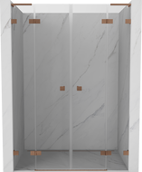 Mexen Lunar L Duo preklopna vrata za tuš 160 cm, prozirna, brušeni bakar - 834DL-160-000-65-00