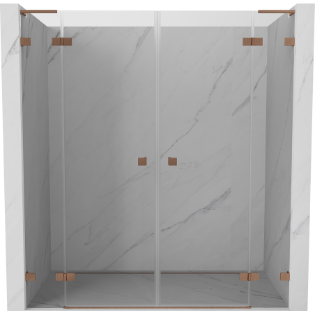 Mexen Lunar L Duo 170 cm Hinged Shower Doors, Transparent, Brushed Copper - 834DL-170-000-65-00