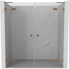 Mexen Lunar L Duo puertas de ducha abatibles 180 cm, transparente, cobre cepillado - 834DL-180-000-65-00