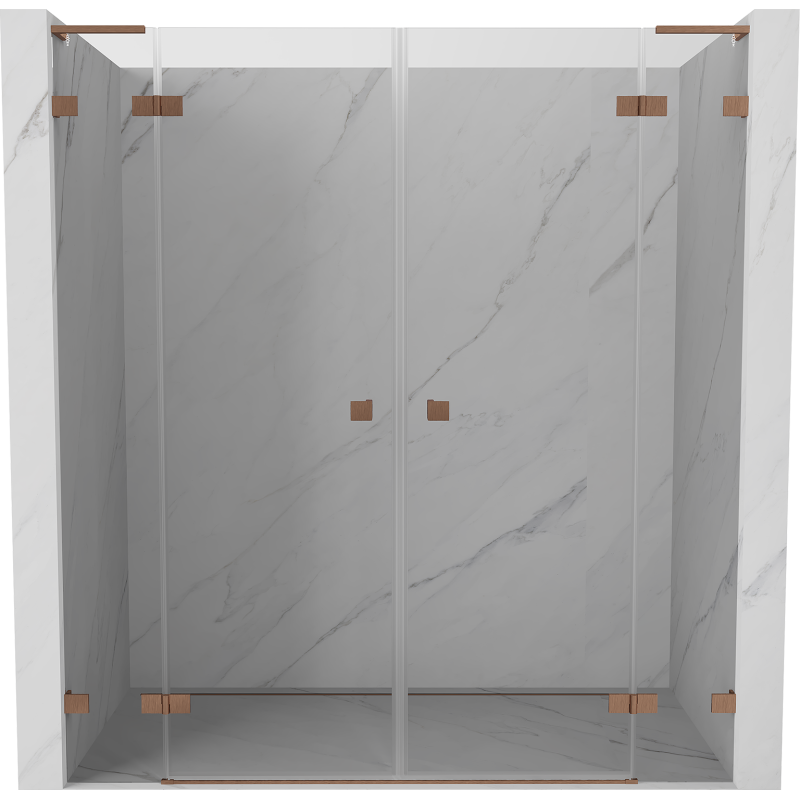 Mexen Lunar L Duo portes de douche pivotantes 190 cm, transparentes, cuivre brossé - 834DL-190-000-65-00
