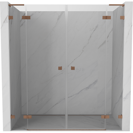 Mexen Lunar L Duo 190 cm Swing Shower Door, Transparent, Brushed Copper - 834DL-190-000-65-00