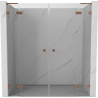 Mexen Lunar L Duo portes de douche pivotantes 190 cm, transparentes, cuivre brossé - 834DL-190-000-65-00