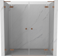 Mexen Lunar L Duo preklopna tuš vrata 190 cm, prozirna, brušena bakar - 834DL-190-000-65-00
