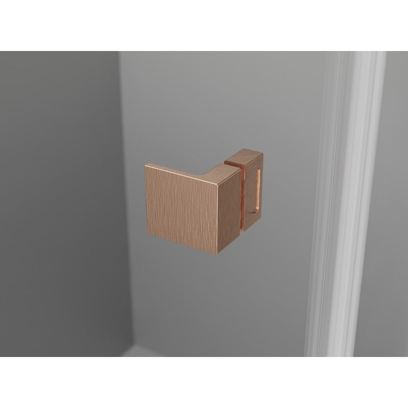 Mexen Lunar L Duo 200 cm Hinged Shower Door, Transparent, Brushed Copper - 834DL-200-000-65-00