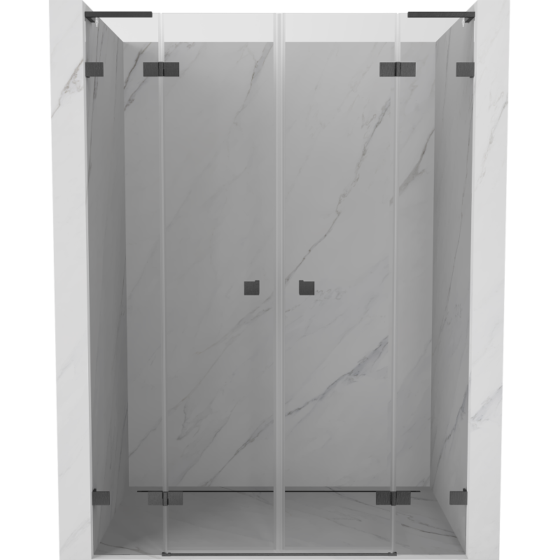 Mexen Lunar L Duo drzwi prysznicowe uchylne 140 cm, transparent, gun gray szczotkowany - 834DL-140-000-66-00