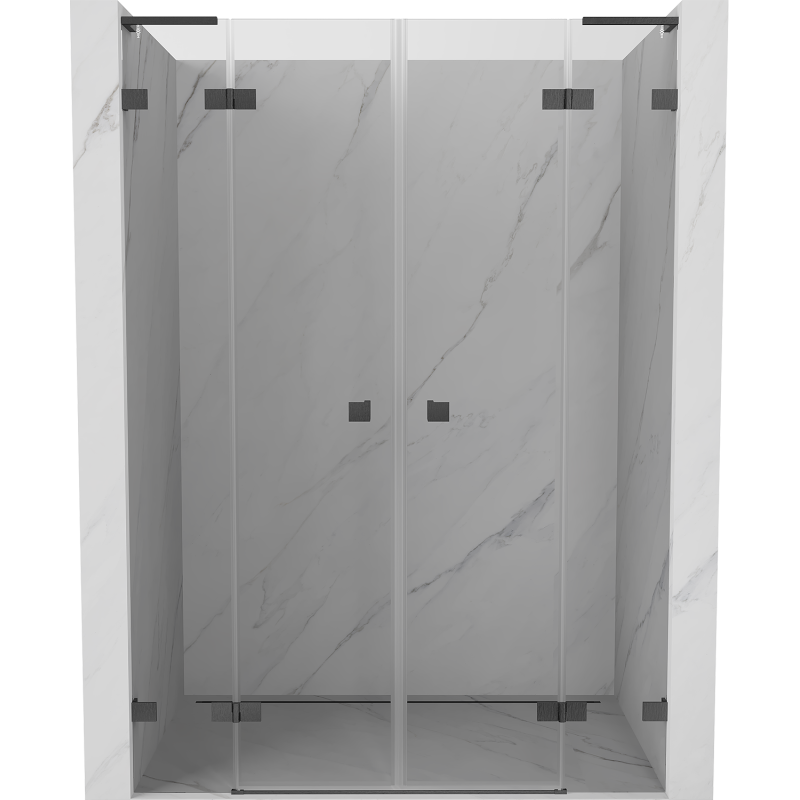 Mexen Lunar L Duo puertas de ducha abatibles 150 cm, transparente, gris arma cepillado - 834DL-150-000-66-00