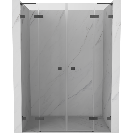 Mexen Lunar L Duo 160 cm Hinged Shower Door, Transparent, Brushed Gun Gray - 834DL-160-000-66-00