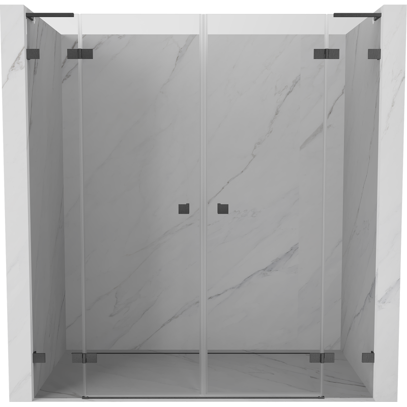 Mexen Lunar L Duo drzwi prysznicowe uchylne 170 cm, transparent, gun gray szczotkowany - 834DL-170-000-66-00