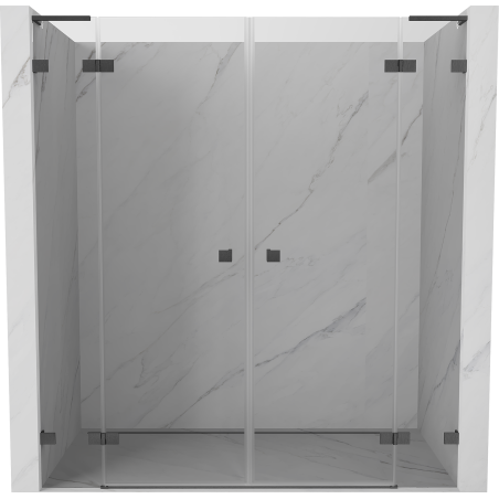 Mexen Lunar L Duo Shower Door Hinged 180 cm, Transparent, Brushed Gun Gray - 834DL-180-000-66-00