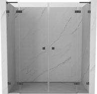 Mexen Lunar L Double porte de douche battante 180 cm, transparent, gris acier brossé - 834DL-180-000-66-00