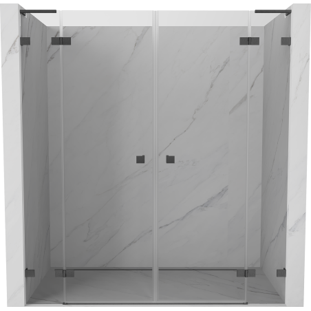 Mexen Lunar L Duo Hinged Shower Doors 190 cm, Transparent, Brushed Gun Gray - 834DL-190-000-66-00