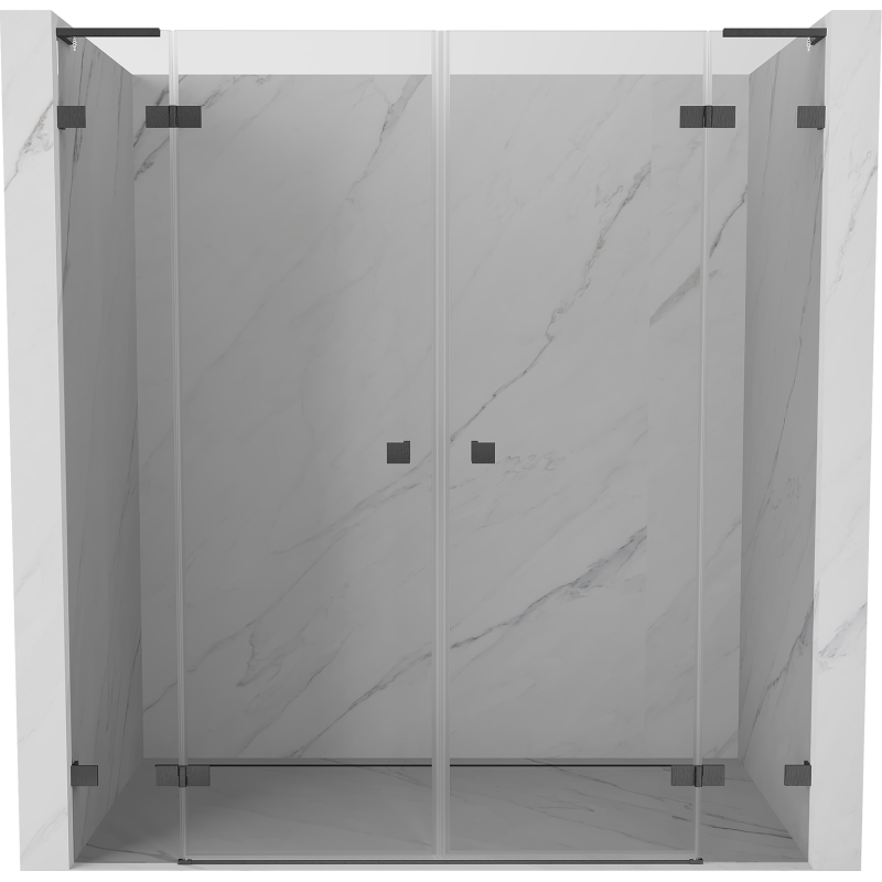 Mexen Lunar L Duo drzwi prysznicowe uchylne 200 cm, transparent, gun gray szczotkowany - 834DL-200-000-66-00