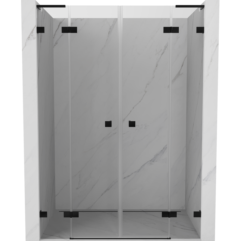 Mexen Lunar L Duo portes de douche pivotantes 140 cm, transparentes, noires - 834DL-140-000-70-00