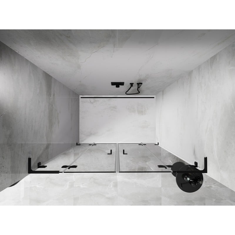 Mexen Lunar L Duo drzwi prysznicowe uchylne 150 cm, transparent, czarne - 834DL-150-000-70-00